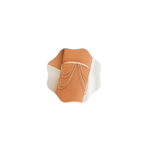 Aimimier Boho Vintage Arm Cuff with Multilayered Chain Tassels Wide Upper Armband Open Bracelet Beach Armlet Costume Accessories for Women