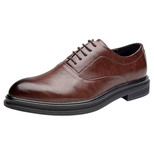 Men's Comfortable Business Casual Shoes, Leather Lace-Up Oxford Dress