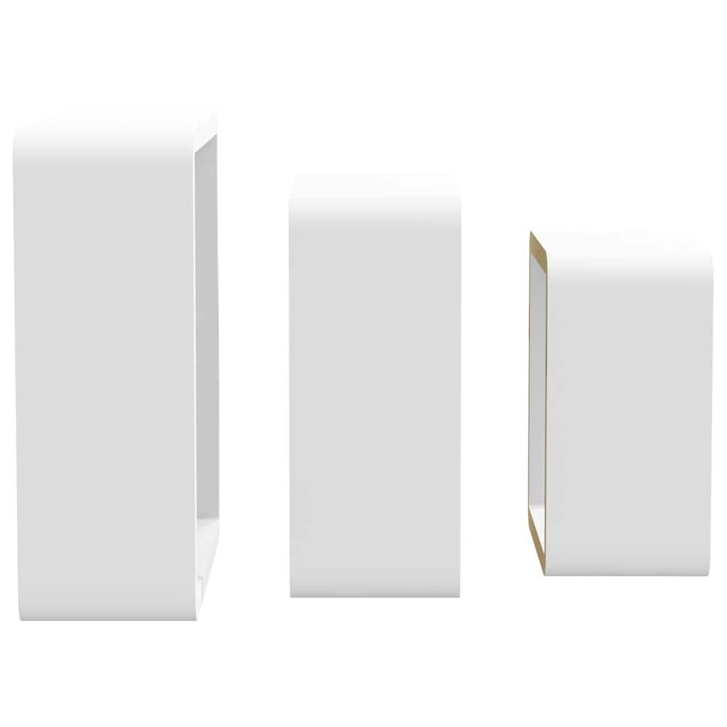 Mensole a Cubo da Parete 3 Pezzi Bianche MDF