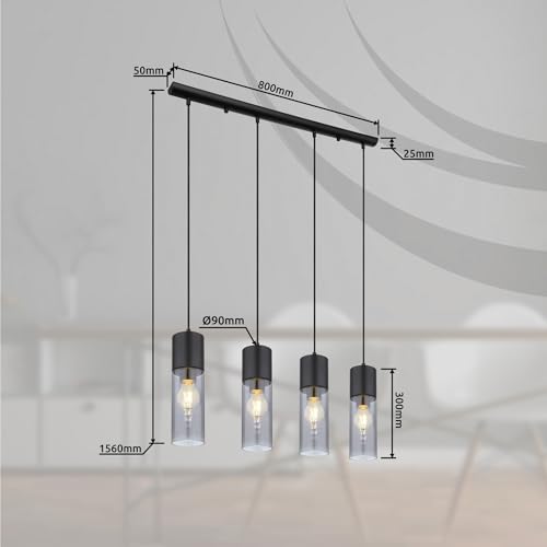 Globo Lampada A Sospensione Annika, 4 Luci, Nero - 5