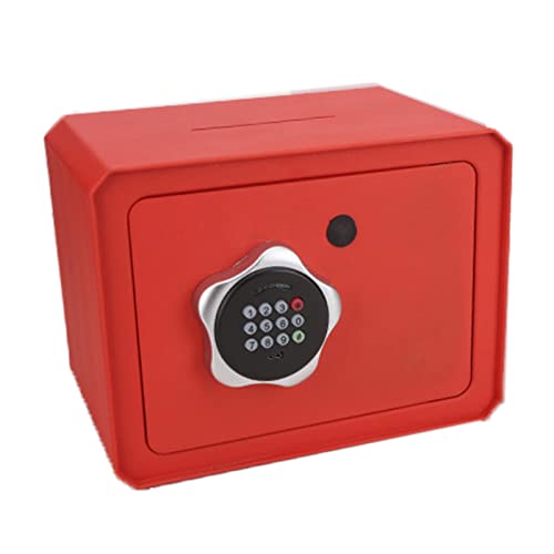 Kids Safe Box Intelligent Password Lock Alloy Steel Digital Electronic Security Safe Bank Electronic Money Box for Money Jewelry Cell Phone Bank Card(red)