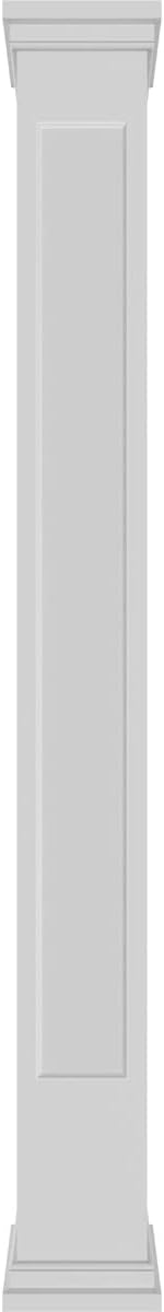 Ekena Millwork 8"W x 9'H Premium Square Non-Tapered Recessed Panel PVC Endura-Craft Column Wrap Kit, Prairie Capital & Base