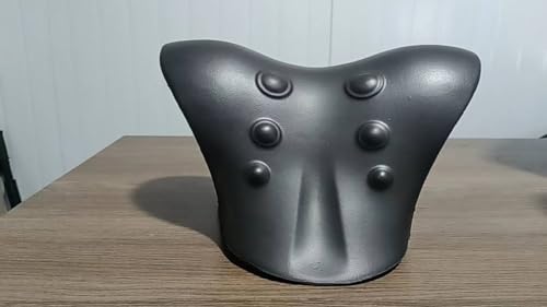 Zervikale Traktion Entspannungsgerät zur Linderung von Nacken- und Schulterschmerzen, Ausrichtung der Halswirbelsäule, Chiropraktik-Kissen, Nackenstrecker, Schwarz (Schwarz)