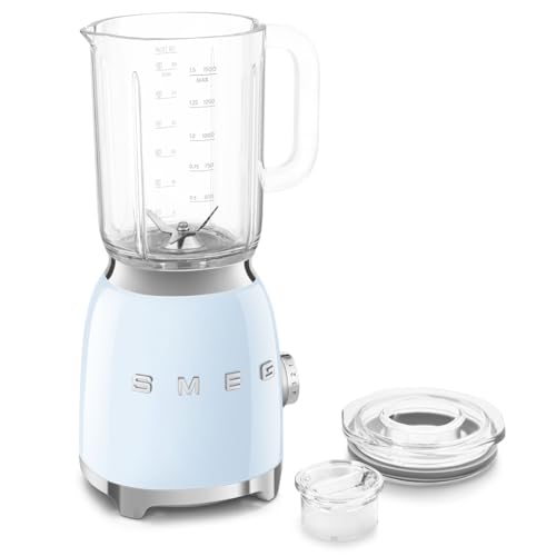 SMEG BLF03 Retro Style Blender – 600W Countertop Blender with 48 oz BPA-Free Jug, 3 Speeds + Pulse, Ice Crush & Smoothie Functions – 50s-Inspired Design-Pastel Blue