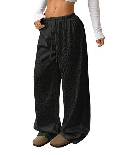 Pantalon de jogging ample femme à jambes larges et taille élastique fluide