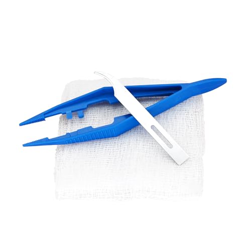 Image of Sterile Suture Removal Kit (Cutter, Forceps, Gauze), Suture Removal Tool Sterilized Ideal for Hospitals, Clinics and Home Care (10, Stitch Cutter)