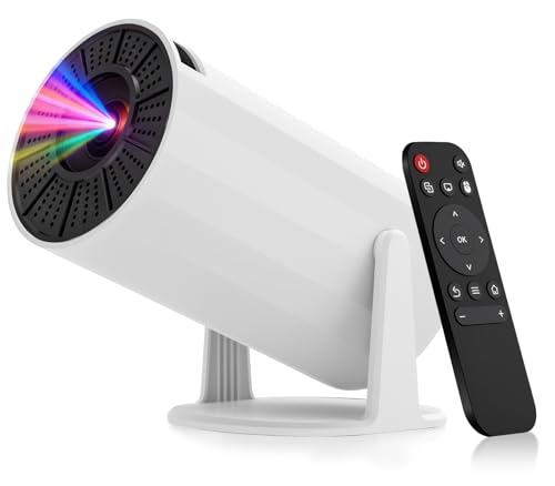 Image of LJYT mini projector, 1080P Portable Projector, Support 4K,WiFi 6, Android 11 ,200 ANSI Lumens, Auto Keystone, Bluetooth 5.4, 210° Rotation, Compatible with TV Stick/HDMI/USB/Smartphone (White)