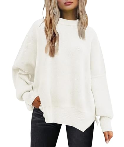 Image of SEMATOMALA Women's Oversized Plain Batwing Sweaters Fall Winter Crewneck Trendy Pullover Knit Jumper Tops