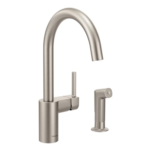 Moen 7165SRS Align One-Handle High-Arc Modern Kitchen Faucet with Side Spray, Spot Resist Stainless