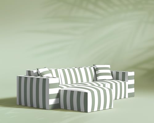 Image of ROVE LAB M1 Outdoor Sectional Sofa, Patio Furniture, Orbit Groove | Modular outdoor sectional with SolarWeave fabric, EcoDry fast-dry cushions, and tool-free assembly for outdoor living.