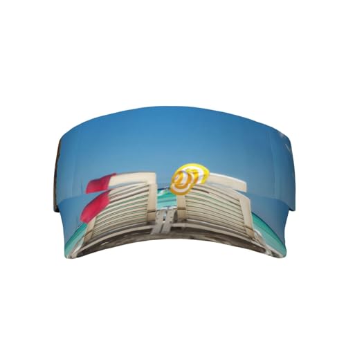 WXWJSHMGC Beach Palm Tree Chairs Boats Print Sun Visor Cap - Women Ponytail Baseball Cap, Sport Outdoor Plain Visor Hat, Adjustable Twill Golf Tennis Hats Black