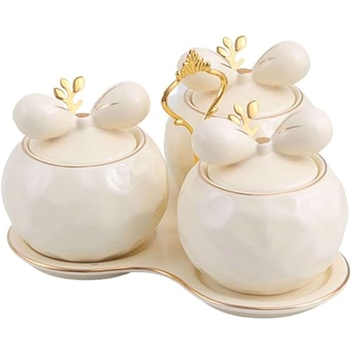 TBLOTYD seasoning Box Container Ceramic Condiment Jar Set seasoning Container For Home Kitchen Seasonings Pot Set For Sugar Salt Kitchen seasoning Dispensers