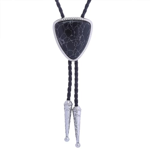 Image of Turquoise Bolo Tie for Men, Leather Braided Necktie Western Cowboy Bola Tie Costume Accessories for Men Women