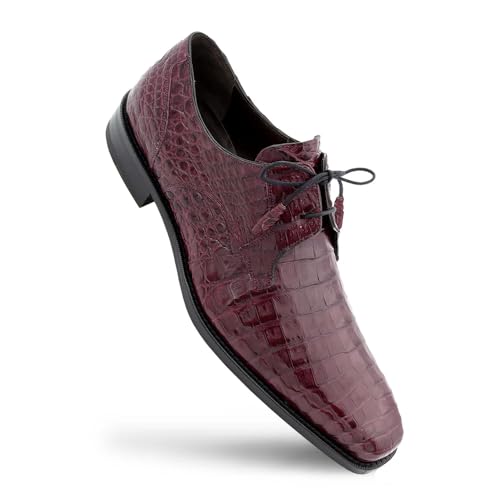 Image of Mezlan Anderson Crocodile Lace Up - Men's Genuine Crocodile Plain Toe Blucher with Memory Foam Insole - Handmade in Spain
