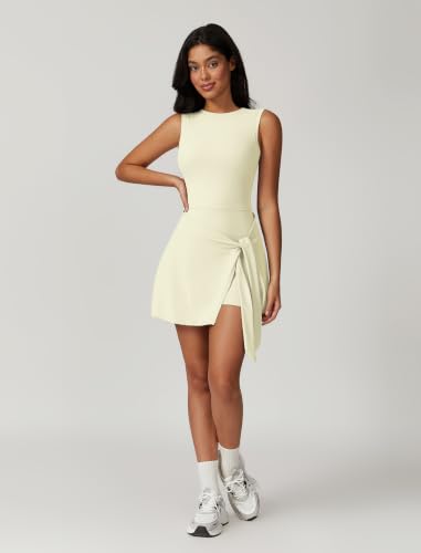 Image of ABOCIW Womens High Neck Tennis Dress Sleeveless Wrap Skirt Built in Shorts Golf Athletic Dress Workout Rompers