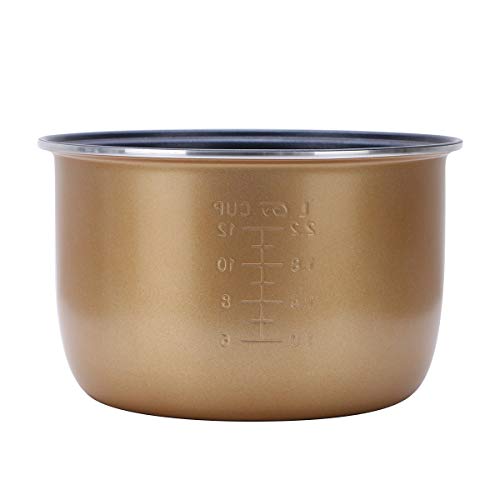 Reiskocher Innentopf 3L/ 5L Ersatz 4Pcs Set mit Dampfgarer Reislöffel Messbecher Antihaftbeschichtung Innenkochtopf Liner Container Gold 5L