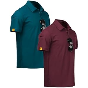 ZITY Mens 2 Pack Polo Shirts Short Sleeve Performance Sports Golf Shirt for Men Tactical Shirt Medium Forestgreen Orange