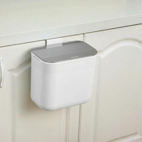 Caneca colgante de basura 1.8 gal/7L con tapa acero inox