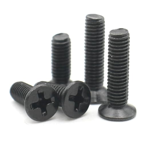 Vis M1 acier au carbone noir cruciforme tête fraisée Phillips 8 mm x100