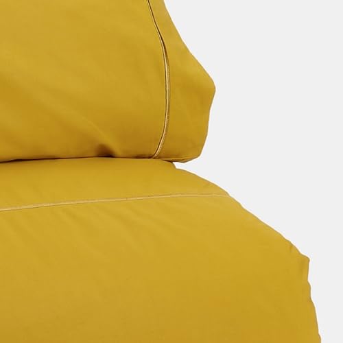 Parure de lit 135 cm coton percale moutarde linge de lit uni drap housse - 4