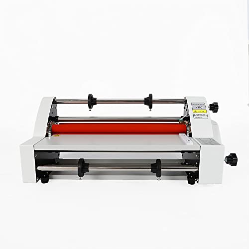 FXEIPOL Laminating Machine 13.78 Inch Hot and Cold Roll Laminator Thermal Laminating Machine with Adjustment Knobs Hot Cold Roll Laminator for Cross-Patterned Films