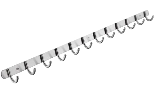 QT Home Decor Hook/Coat Rack with 12 Round Hooks-Modern Wall Mounted - Ultra Durable with Solid Steel Construction,Brushed Stainless Steel Finish,Super Easy Installation,Rust and Water Proof.