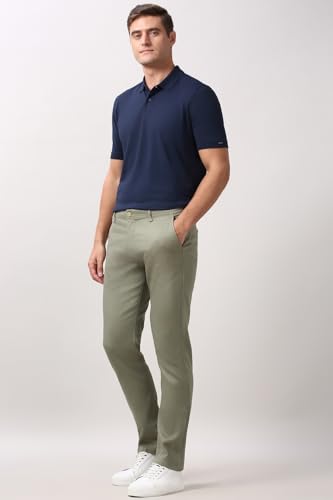 Image of Peter England Men's Slim Fit Stretchable Casual Trousers | Office & Everyday Wear | Comfortable & Smart Look