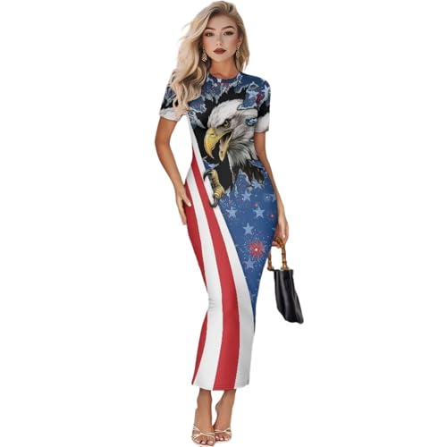 Image of Womens Short Sleeve Jamaican Flag Midi Bodycon Dress