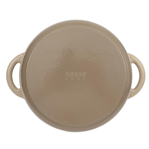Image of Gibson Home Addlestone 7 Qt Enameled Cast Iron Dutch Oven Pot with Lid - Round, Oven Safe to 500F, Ideal for Bread Baking & Stews - Gradient Taupe