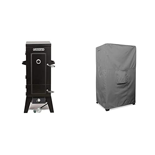 Cuisinart Cos-244 Vertical Propane Smoker With Temperature & Smoke Control, 36", Black & Khomo Gear Smoker Cover Waterproof Heavy Duty Square Smoker Protector - Grey, 17" Long X 20" Wide X 35.5" High #TOP26