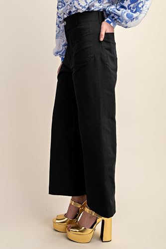 miduo Womens High Waisted Cropped Wide Leg Stretchy Straight Pants Trousers with Pockets4