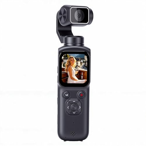 Generic Vlogging �J�����A4K 75MP 330°��]�X�^�r���C�U�[�X�}�[�g�t�F�C�X�g���b�L���O�|�P�b�g�{�f�B�J�����A1.72�C���`�^�b�`�X�N���[���t���A�n���h�w���h�A�N�V�����ʐ^�B�e���s�X�L�[�p (�O���[)