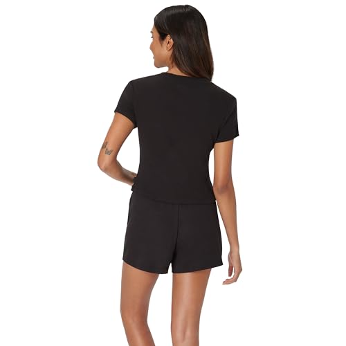 Hanes Women's Originals 2-Piece Lounge, Supersoft Cropped Baby Doll Tee & Sleep Shorts Loungewear Set2