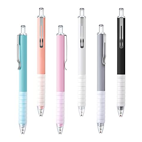 FULLPAD Ballpoint pens 6 pcs dr grip pen- Professional 1.0mm Black Ballpoint Pens with Soft Grip, Silver Clip, and Smooth Writing Black Ink - Perfect for Journaling and Gifting (6) Cover