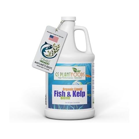 Omri Listed Fish & Kelp Fertilizer by GS Plant Foods (1 Gallon) - Organic Fertilizer for Vegetables, Trees, Lawns, Shrubs, Flowers, Seeds & Plants - Hydrolyzed Fish and Seaweed Blend Cover