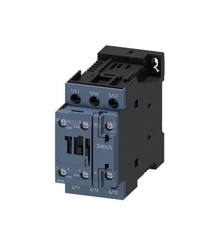 Contacteur AC-3 12A 5.5kW triphasé avec bobine 24V CC et contacts 1NO 1NF Siemens 3RT2024-1KB40