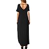 GRECERELLE-Womens-Casual-Loose-Pocket-Long-Dress-Short-Sleeve-Split-Maxi-Dresses GRECERELLE Women's Casual Loose Pocket Long Dress Short Sleeve Split Maxi Dress Black Medium