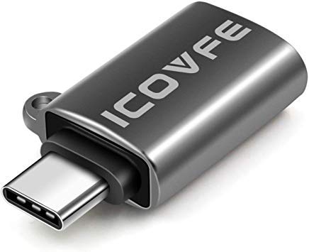 ICOVFE Type C to USB 3.0 Adapter,Zinc Alloy Body,USB C 3.0 Adapter for ipad air (One Pack Adapter)
