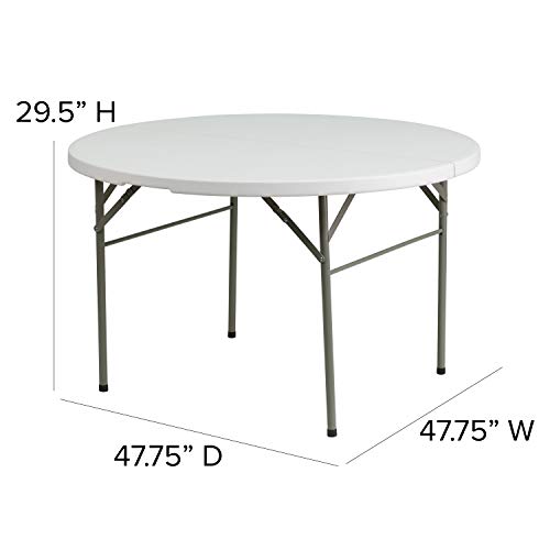 Bizchair 4-Foot Round Bi-Fold Granite White Plastic Event Folding Table With Handle #TOP1