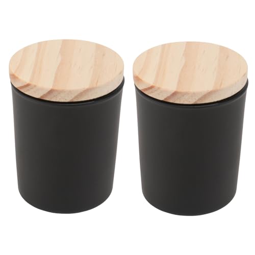 GLSTOY Candle Jars Set Glass Candle Container Wooden Lid Apothecary Bottles for Decor