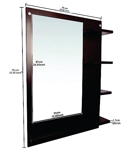 Image of Dime Store Wall Mirror with Shelf for Living Room Bedroom Dressing Mirror for Wall Decor (Brown) (Brown)