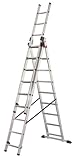 Hailo ProfiStep-Combi - Escalera industrial 3 tramos de aluminio con estabilizador recto (3 x 9 peldaos)