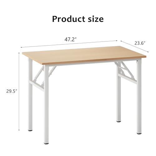 Image of Need Office Computer Desk 47.2x23.6 in Sturdy Folding Laptop Table Pink Oak