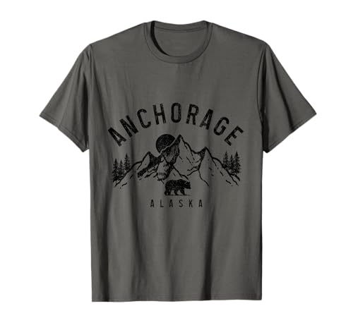Anchorage Alaska Montañas Oso Naturaleza Vintage Camiseta