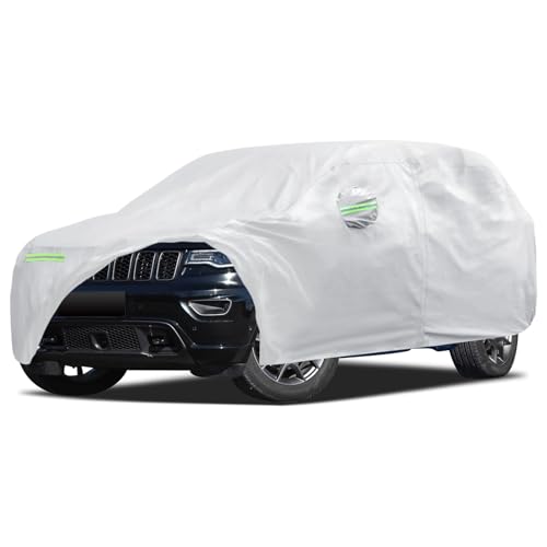 Image of Car Cover Custom Fit for Jeep Grand Cherokee 2000-2026, Migaven Waterproof Full Exterior Cover Sun Rain Protection with Door Zipper and Cotton Lining, Silver