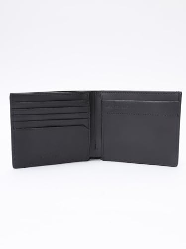 Image of Calvin Klein Solid Black Leather Bi-Fold Wallet