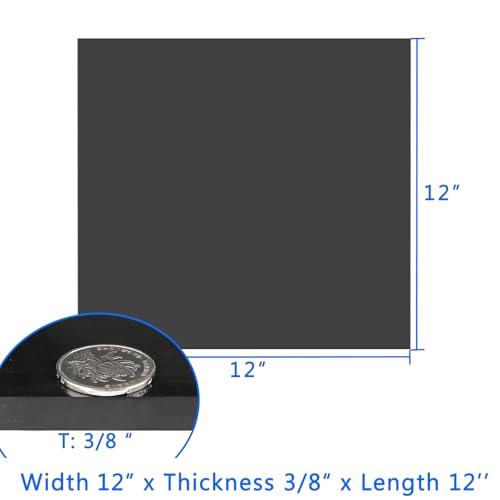Image of WochiTV Solid Rubber Sheets Strips, 12 inch Wide x 3 /8 inch Thick x 12 inch Long Neoprene Rubber Rolls Perfect for DIY Gasket Material, Sealing, Liner, Shield, Padding, Mat