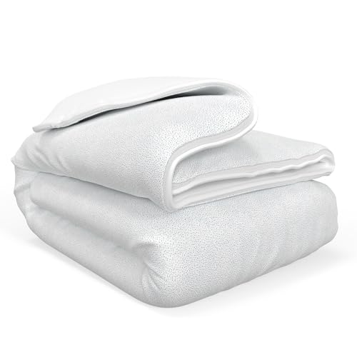 Image of QuickZip Duvet Cover with Zipper Closure - Ultra Soft Long-Staple 100% Cotton, Oeko-Tex Certified, Durable Interior Corner Ties, Corner Clips, King /Cal King, Reversible Gray Dot /White (Sateen)