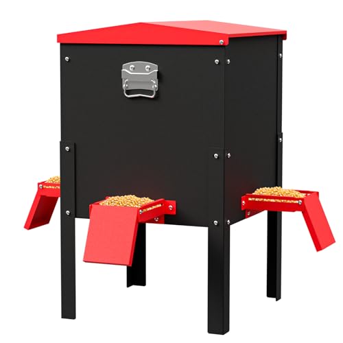 POOAMY Gravity Deer Feeder 4 Lockable Feeding Ports, Heavy