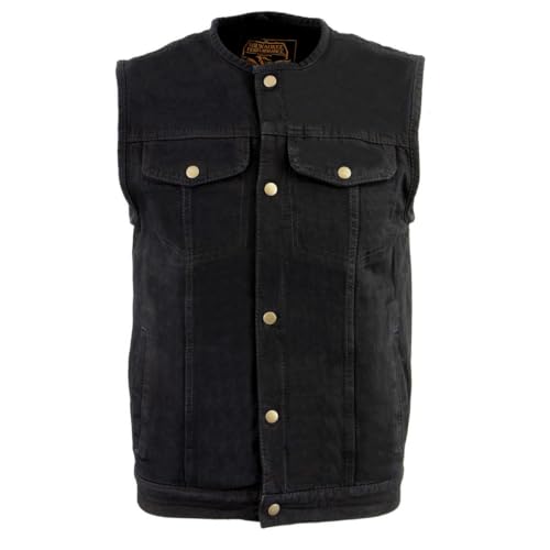 Image of Milwaukee Leather Men's Classic Club Style Premium Denim Motorcycle Biker Vests MDM